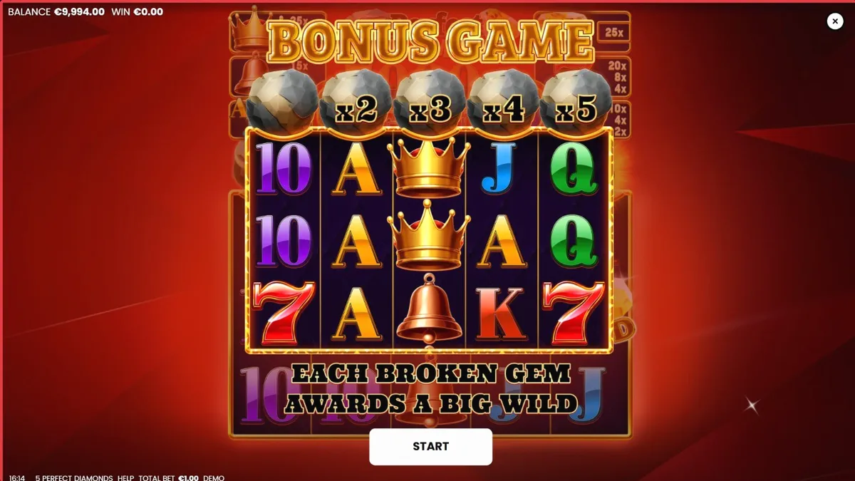 Tampilan visual slot 5 Perfect Diamonds dengan tema klasik dan berlian